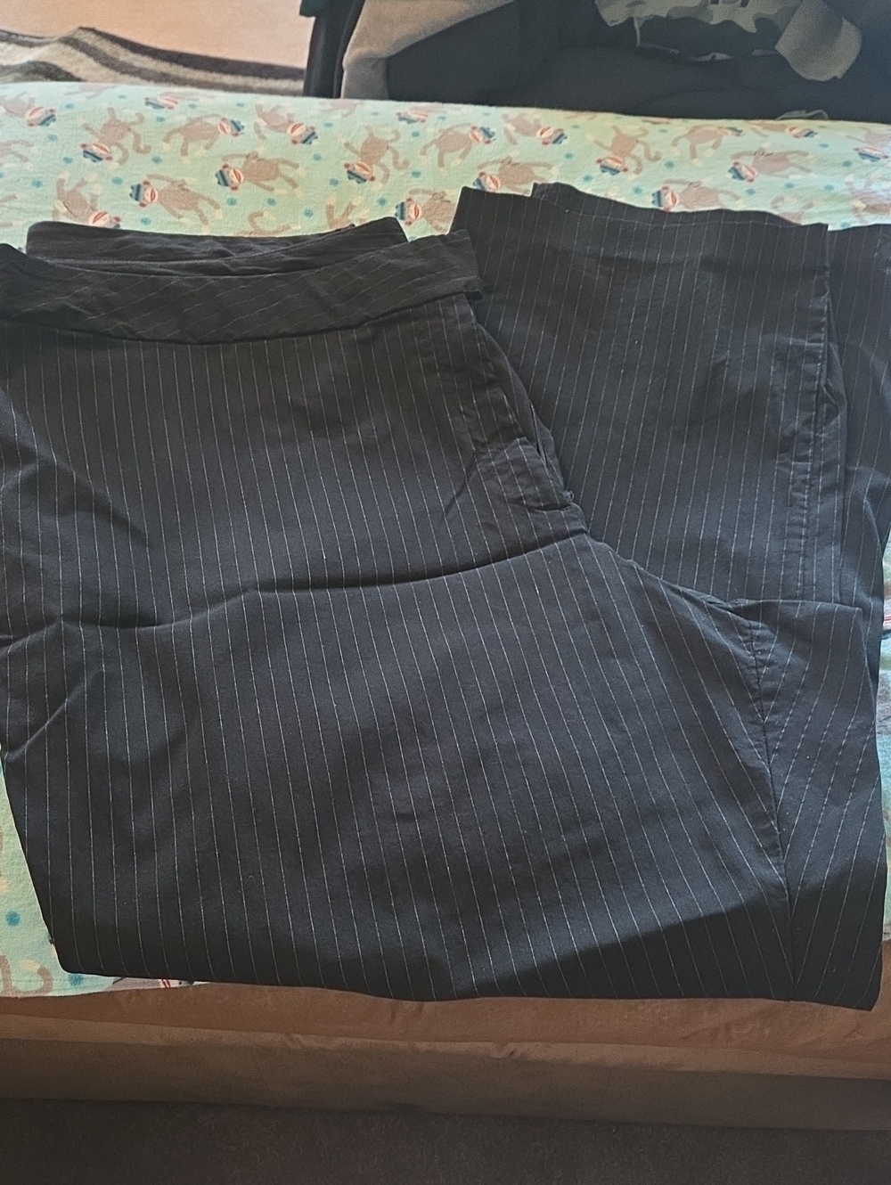 Venezia Women's Black Pinstripe Dress Pants Stretch